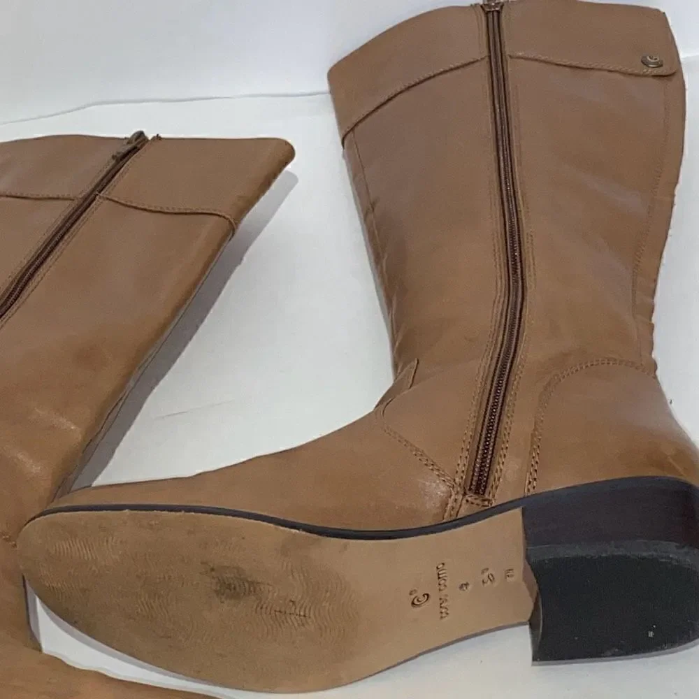 Corso Como Women's Over The‎ Knee Side Zip Leather Riding Boots Brown Size 8M